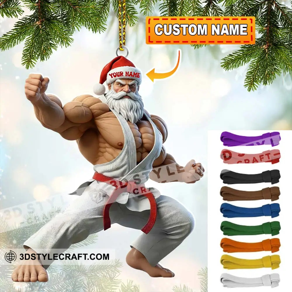 Karate Santa Home Decor Christmas Ornament Personalized Ornament 3.54’’ / 1 Ornament Ornament