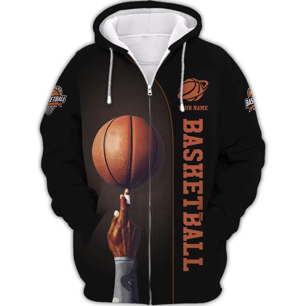 Man Shirt Basketball Custom Name T-Shirt Clothing Gift For Player Zipper Hoodie / S