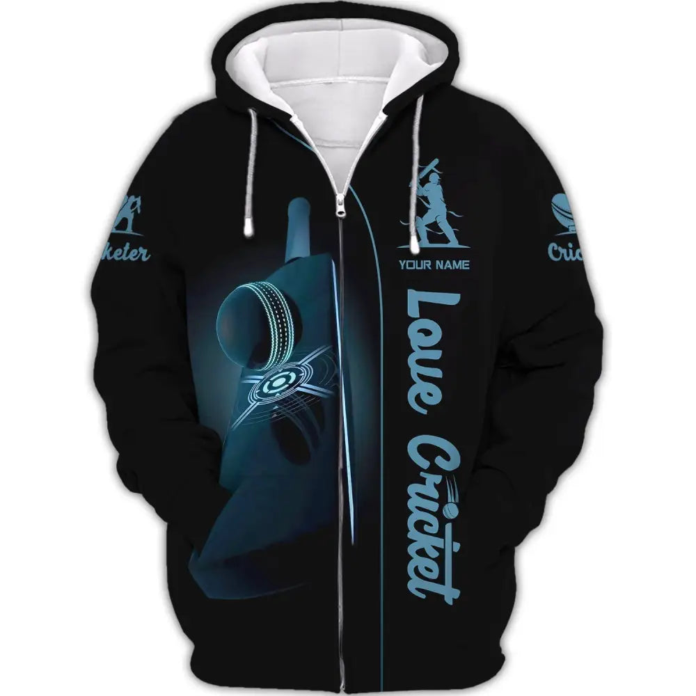 Man Shirt Cricket Custom Name T-Shirt Gift For Lover Zipper Hoodie / S
