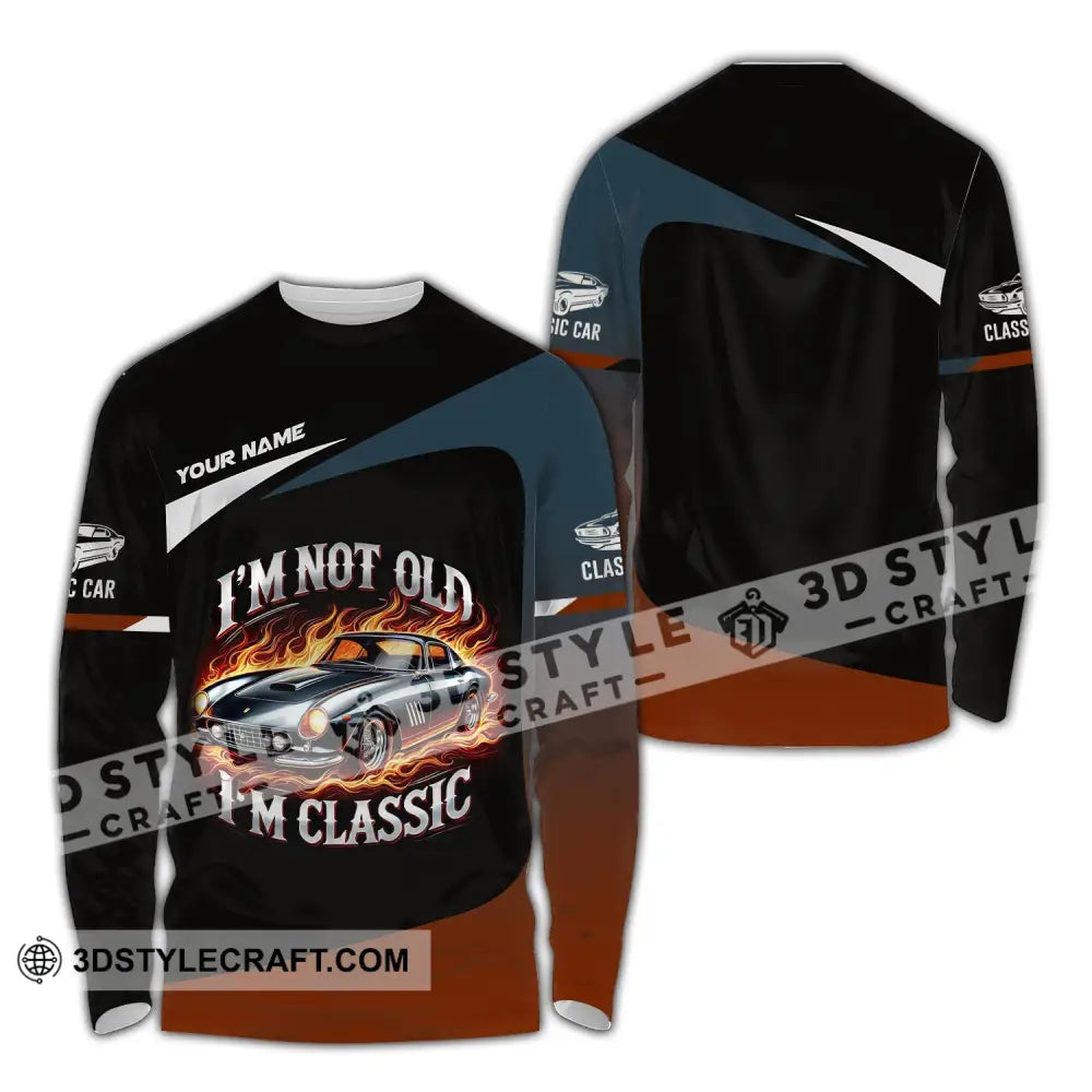 Man Shirt Custom Name Classic Car Lover T-Shirt Long Sleeve / S T-Shirt