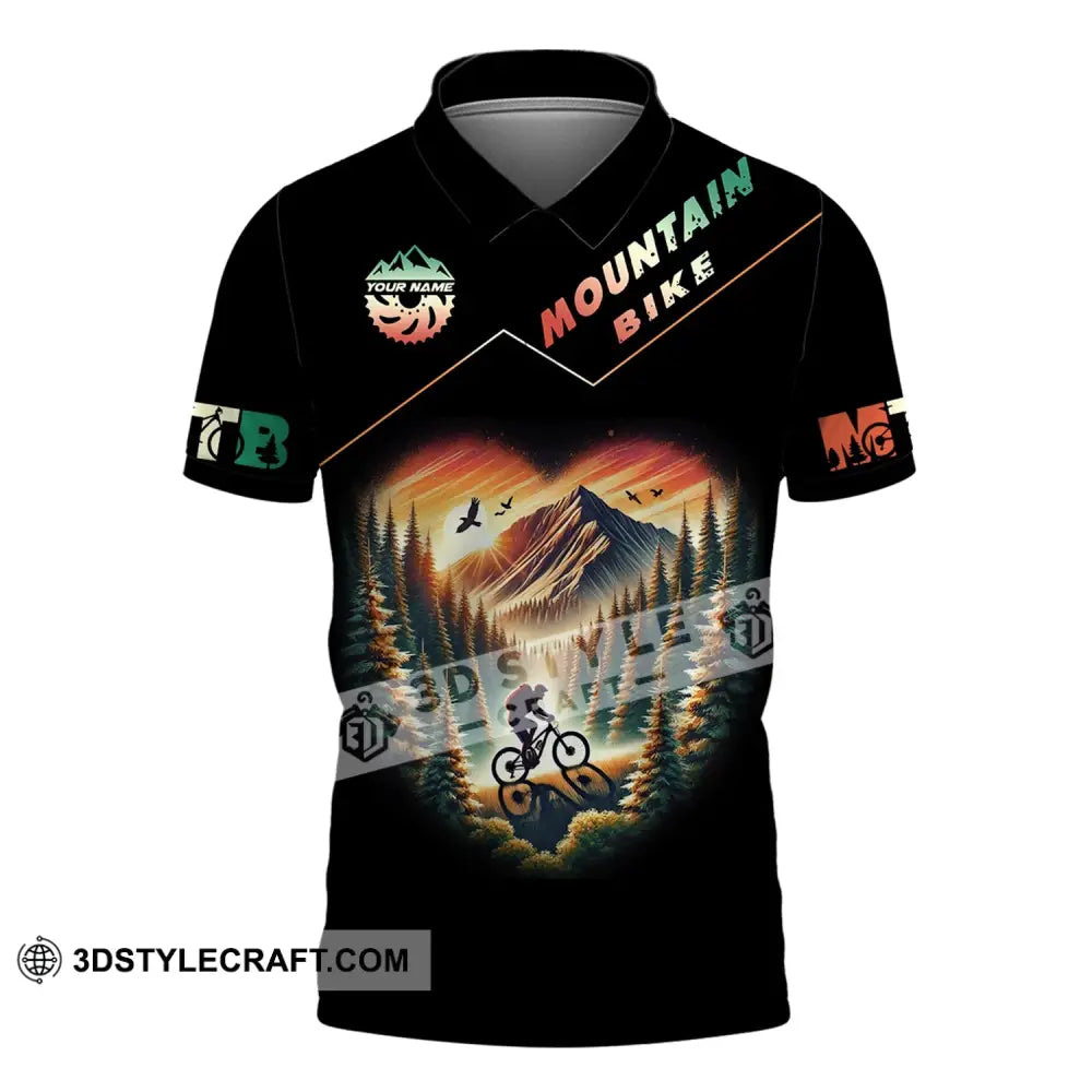 Man Shirt Custom Name Mountain Bike Polo Long Sleeve Gift / S T-Shirt