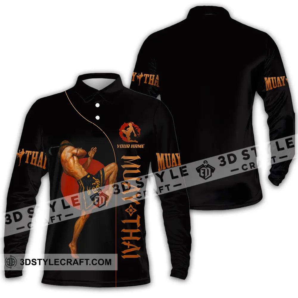 Men Shirt - Custom Let’s Fight Muay Thai Sport Shirt Long Sleeve Polo / S T-shirt
