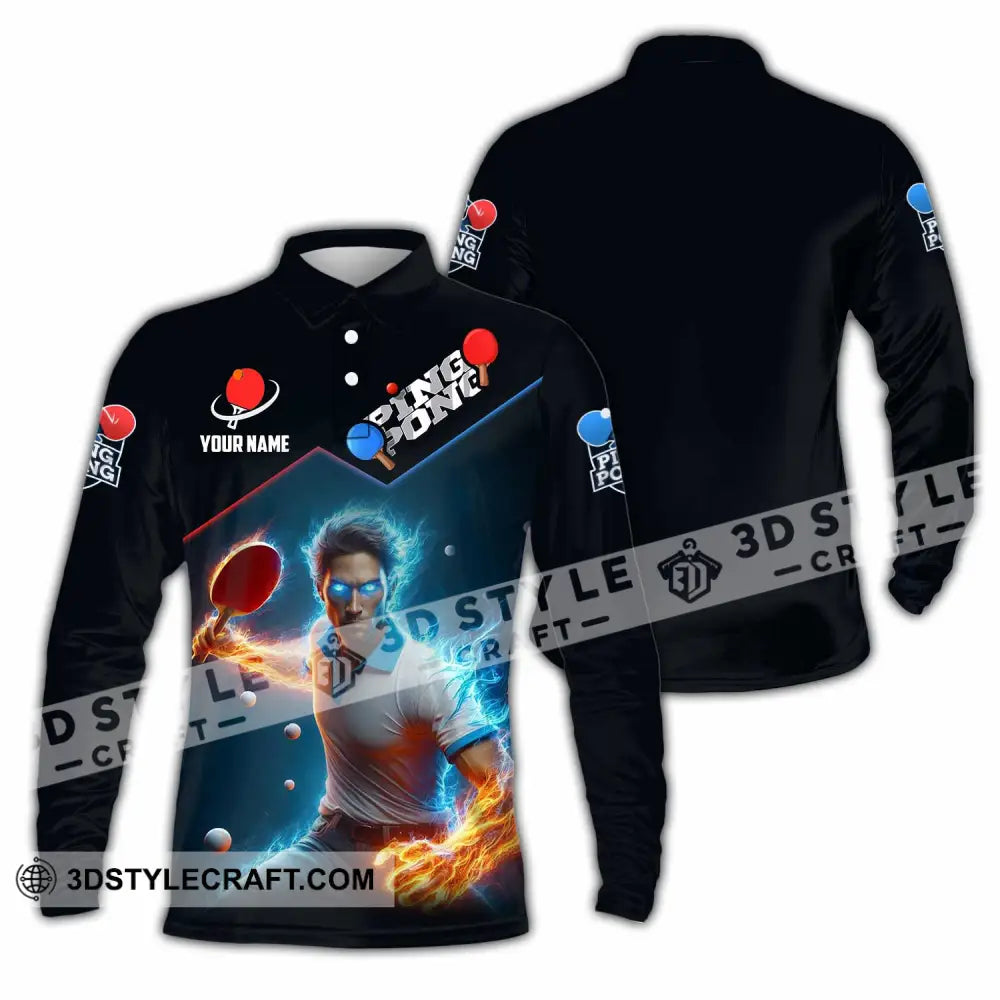 Men Shirt - Custom Ping Pong Lover Shirt Long Sleeve Polo / S T-shirt
