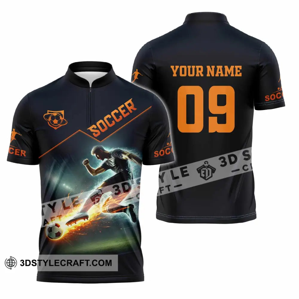 Men Shirt - Custom Soccer Man Soccer Player Shirt Zipper Polo Shirt / S T-shirt