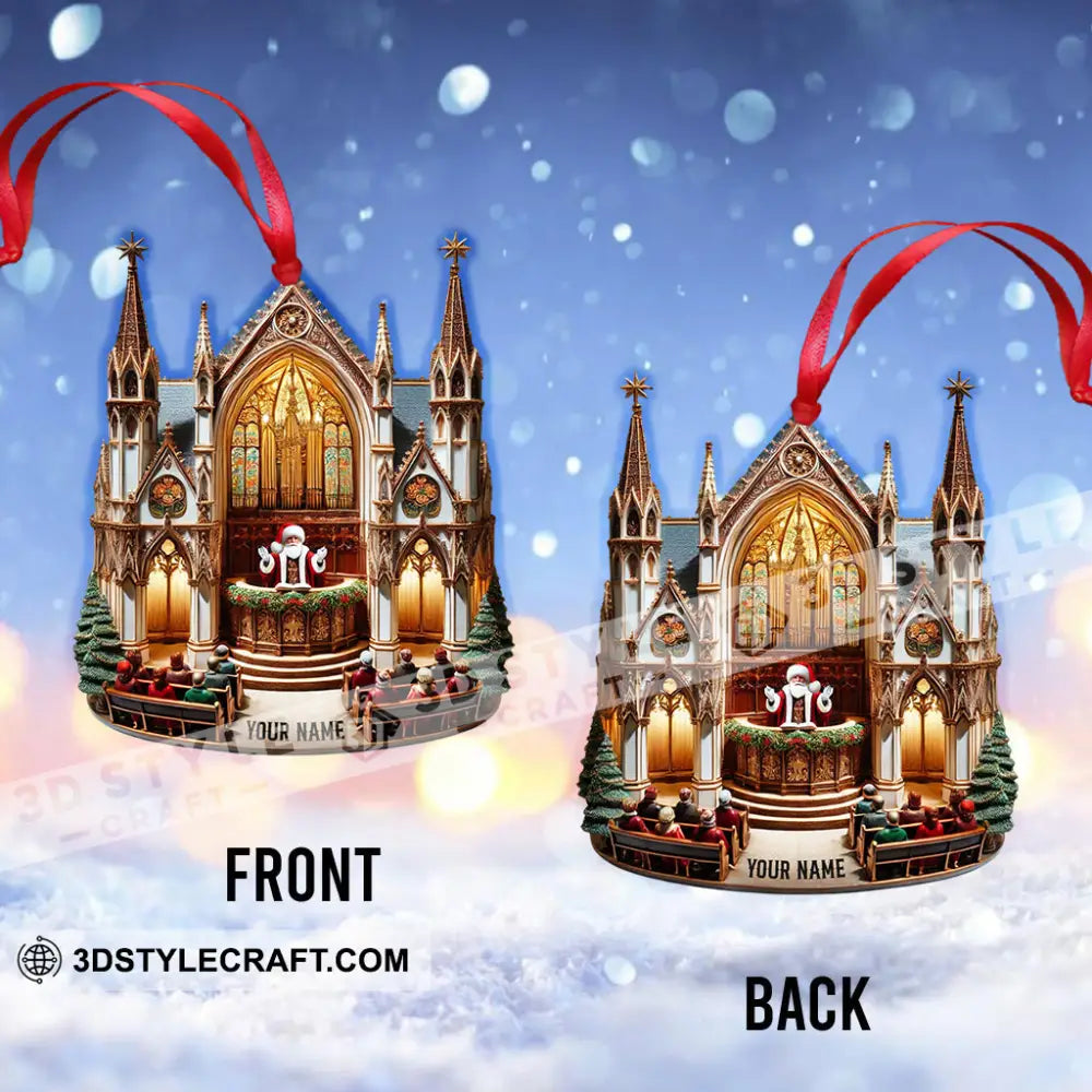 Merry Christmas Santa Church Home Decor Ornament Personalized