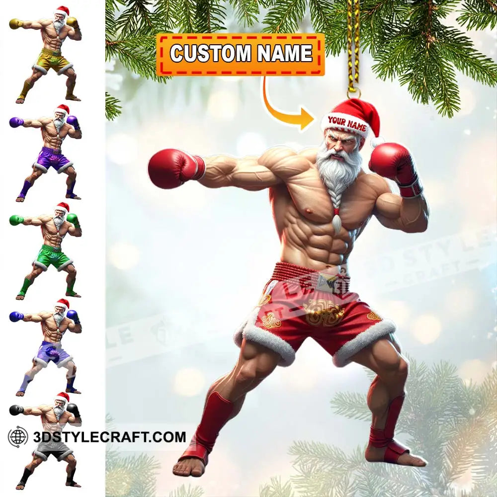 Muay Thai Santa Home Decor Christmas Ornament Personalized Ornament 3.54’’ / 1 Ornament Ornament