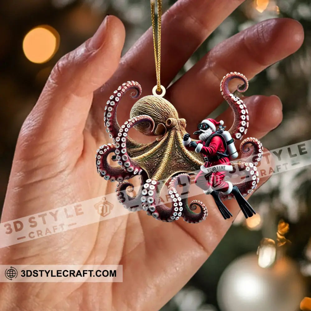 Octopus And Santa Home Decor Christmas Ornament Personalized