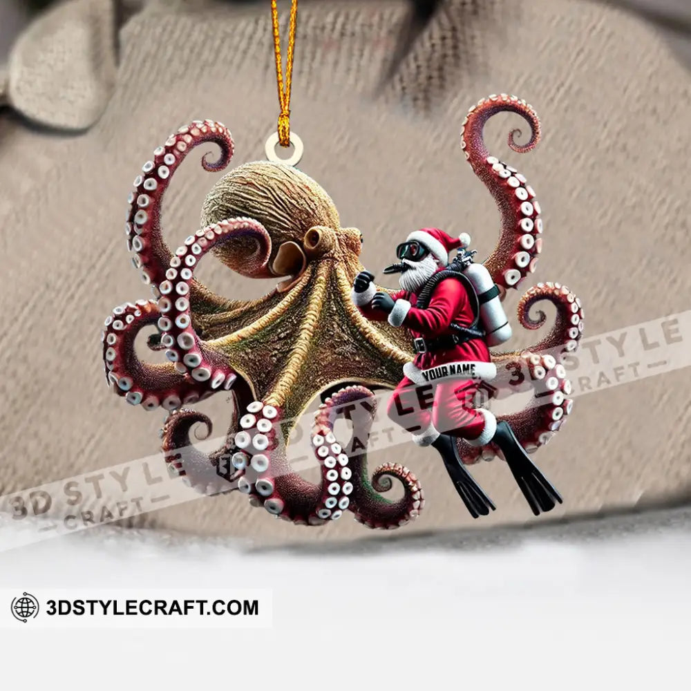 Octopus And Santa Home Decor Christmas Ornament Personalized