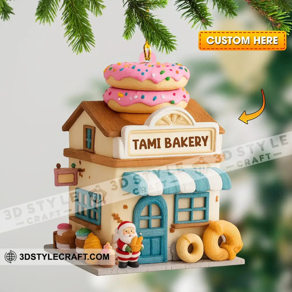 Santa Bakery Shop Home Decor Christmas Ornament Personalized Ornament 3.54’’ / 1 Ornament Ornament