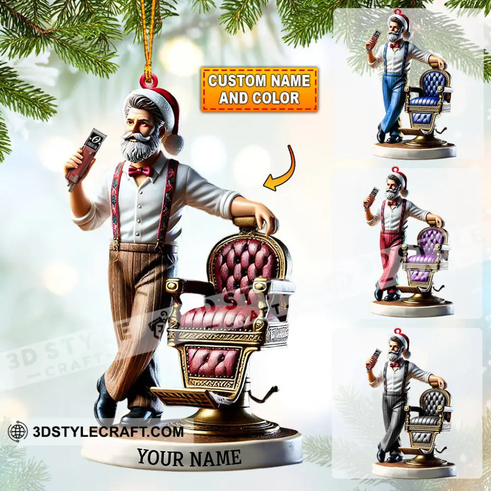 Santa Barber Christmas Ornament Personalized 3.54’’ / 1