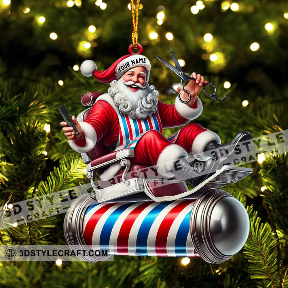 Santa Barber Home Decor Christmas Ornament Personalized