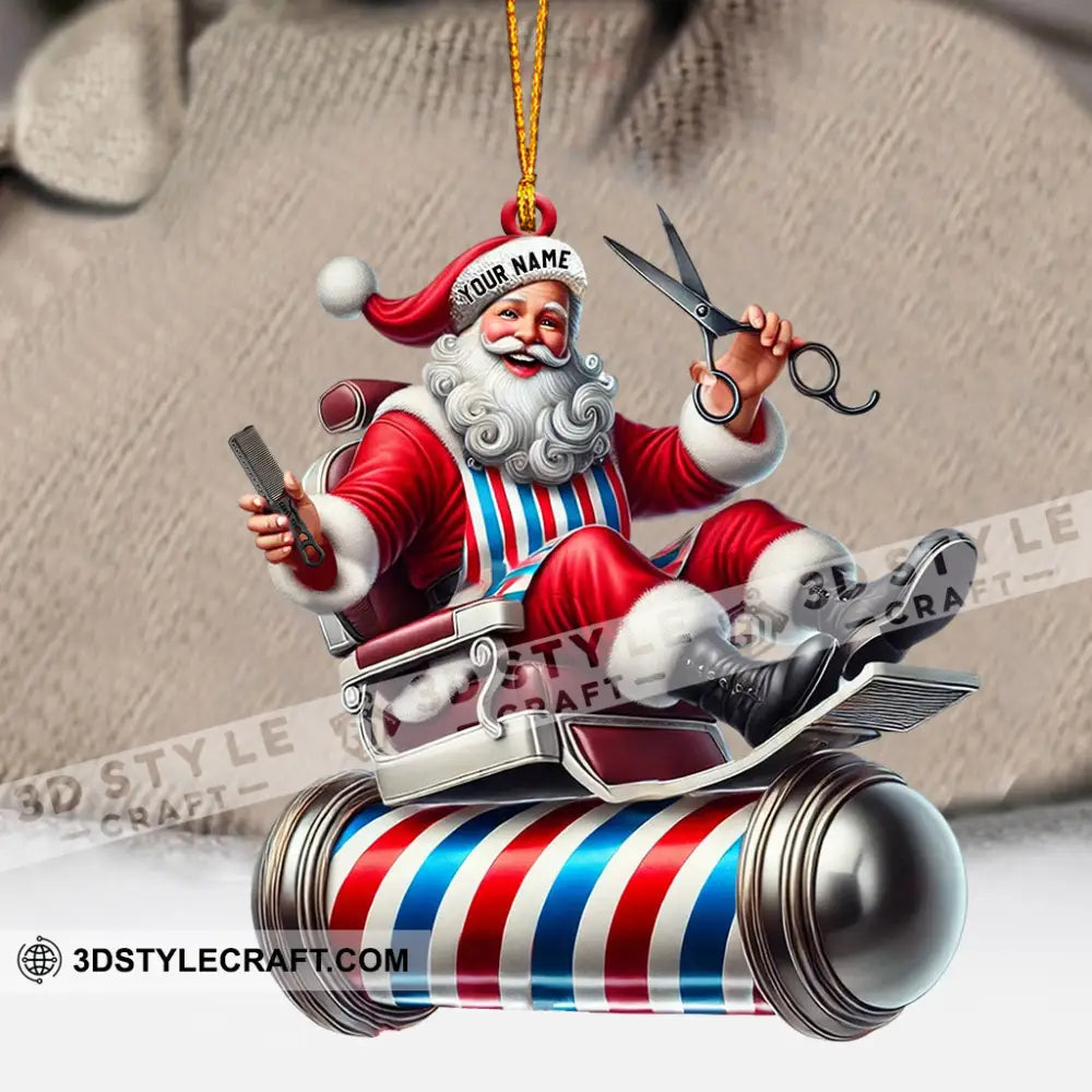 Santa Barber Home Decor Christmas Ornament Personalized