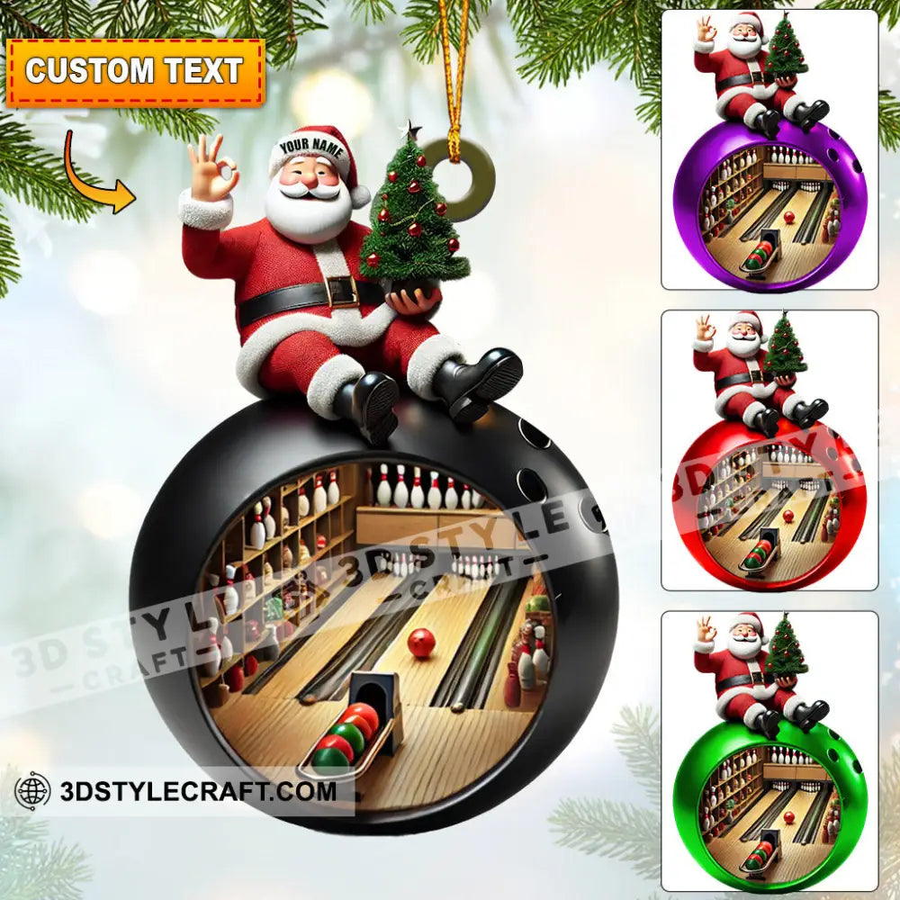 Santa Bowling Lover Christmas Home Decor Ornament Personalized 3.54’’ / 1