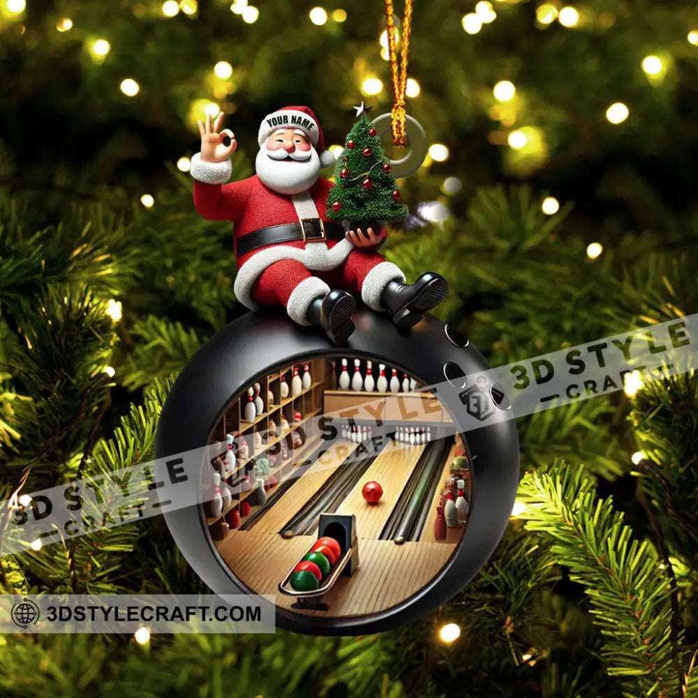 Santa Bowling Lover Christmas Home Decor Ornament Personalized