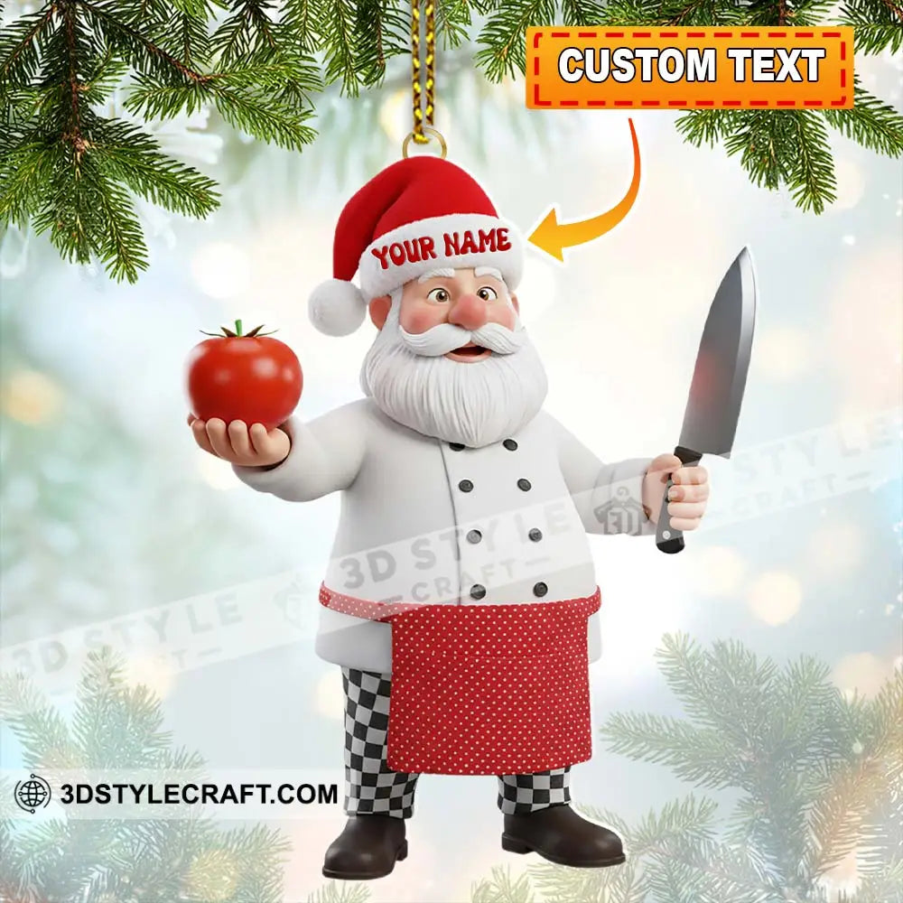 Santa Chef Home Decor Christmas Ornament Personalized Ornament 3.54’’ / 1 Ornament Ornament
