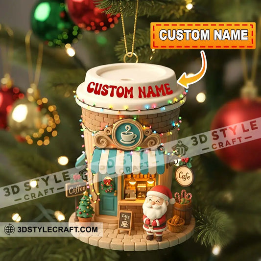 Santa Coffee Shop Home Decor Christmas Ornament Personalized Ornament 3.54’’ / 1 Ornament Ornament