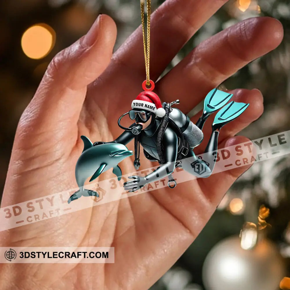 Santa Diver Home Decor Christmas Ornament Personalized