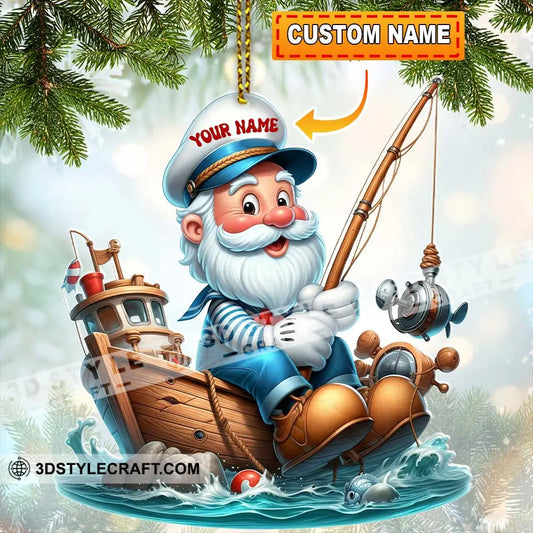 Santa Fishing Home Decor Christmas Ornament Personalized Ornament 3.54’’ / 1 Ornament Ornament