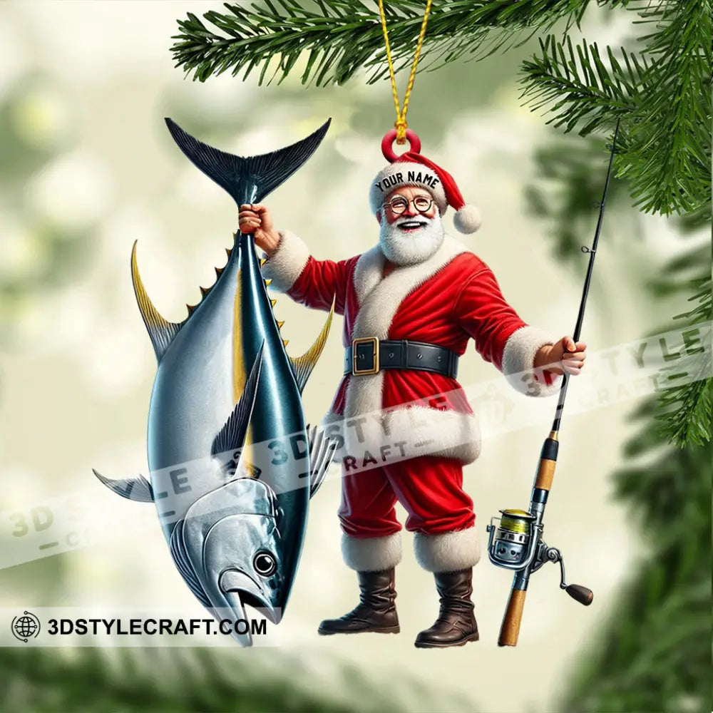 Santa Fishing Home Decor Christmas Ornament Personalized