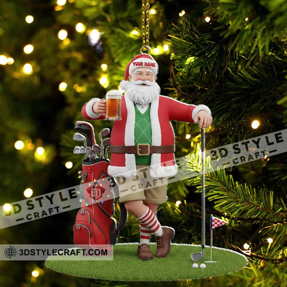 Santa Golf And Beer Home Decor Christmas Ornament Personalized Ornament Ornament