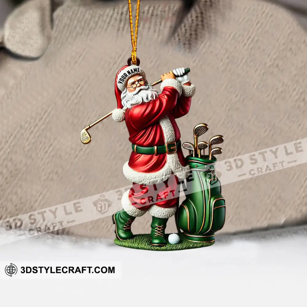 Santa Golf Player Christmas Ornament Personalized