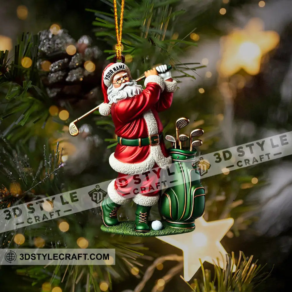 Santa Golf Player Christmas Ornament Personalized