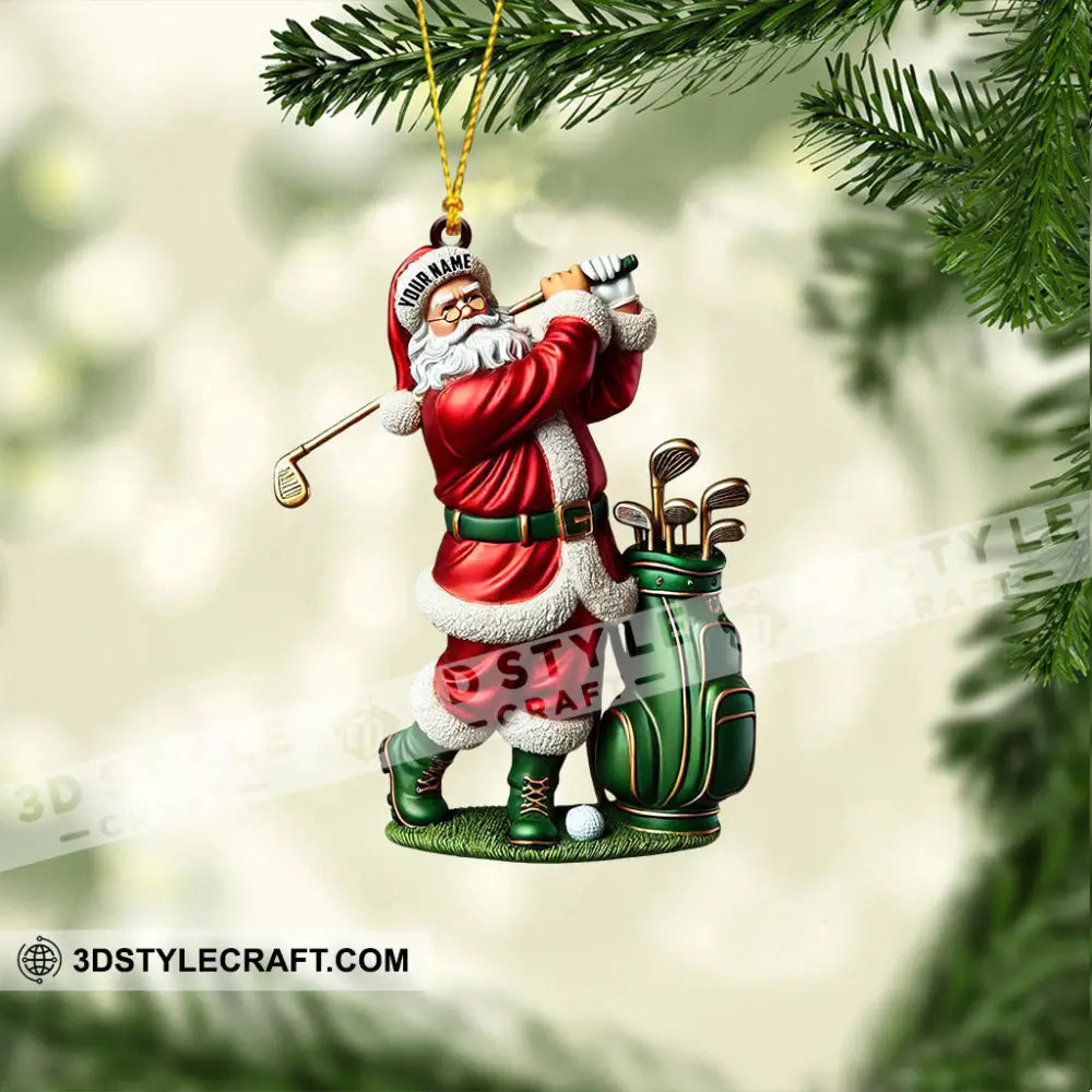 Santa Golf Player Christmas Ornament Personalized