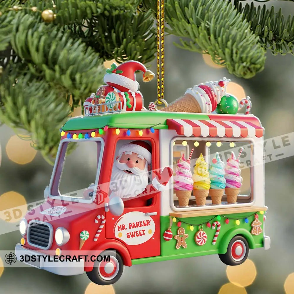 Santa Ice Cream Car Home Decor Christmas Ornament Personalized Ornament Ornament