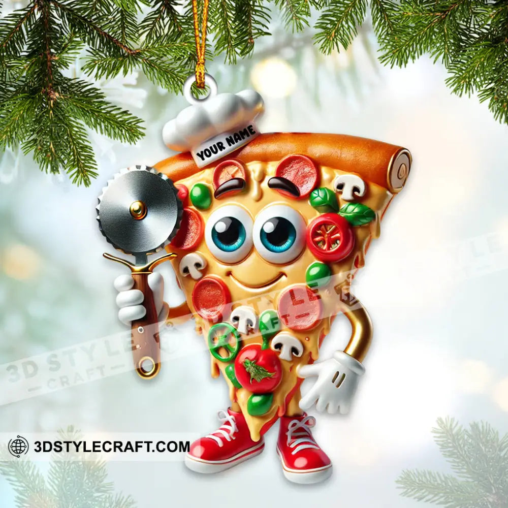Santa Pizza Home Decor Christmas Ornament Personalized