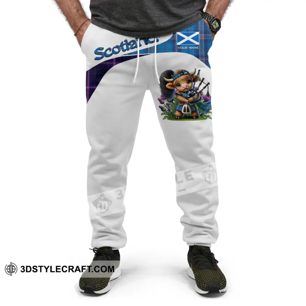 Unisex Pants - Custom Text Pants Scotland Highland Cow With Bagpipes Pants Pants