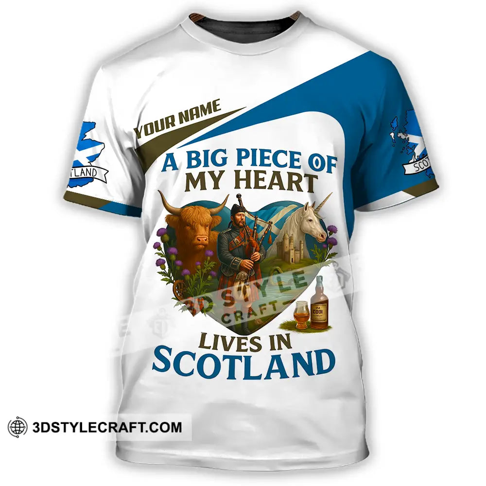 Unisex Shirt - Custom A Big Piece Of My Heart Lives In Scotland Shirt T-Shirt / S T-shirt