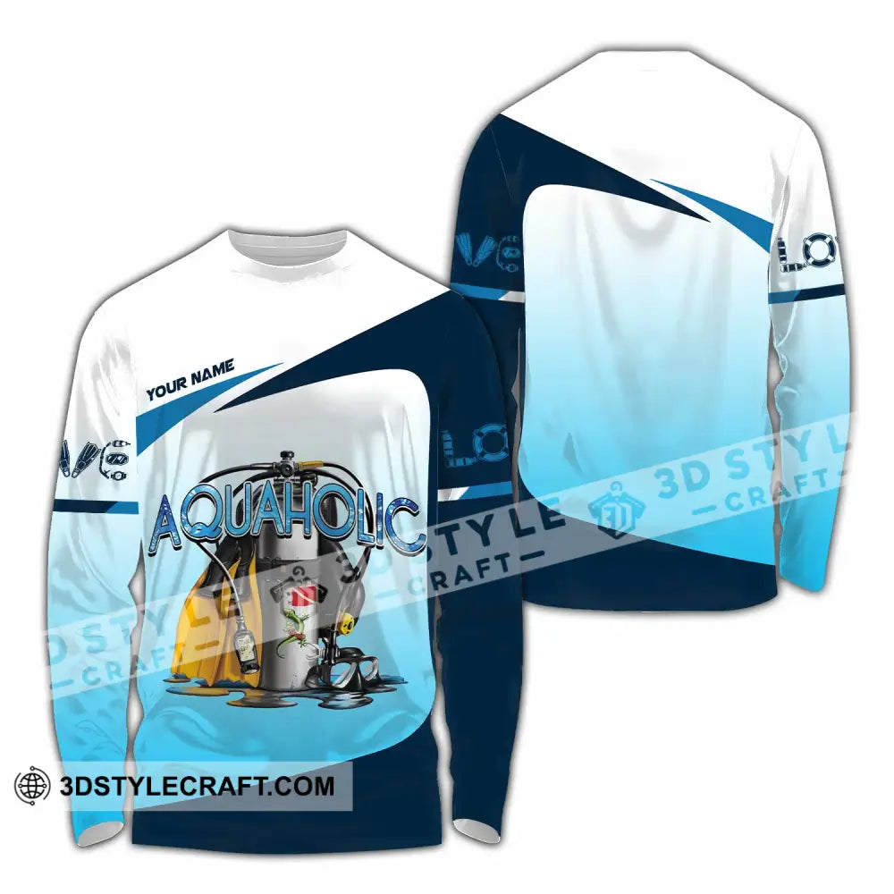 Unisex Shirt - Custom Aquaholic Scuba Diving Diver Shirt Long Sleeve Shirt / S T-shirt
