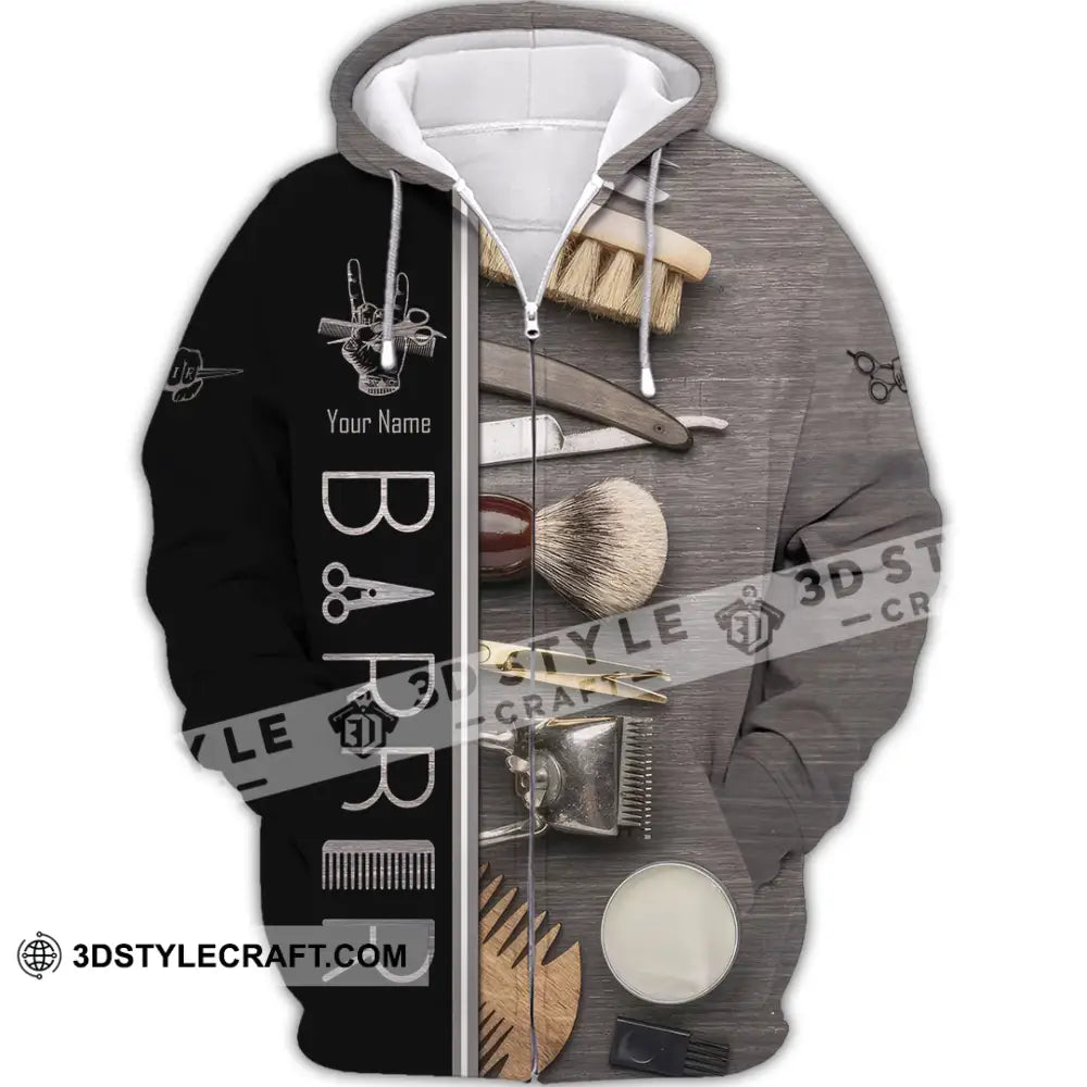 Unisex Shirt Custom Barber Shirt Zipper Hoodie / S T shirt