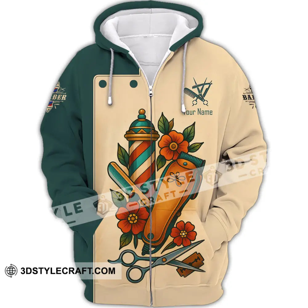 Unisex Shirt Custom Barber Shirt Zipper Hoodie / S T shirt