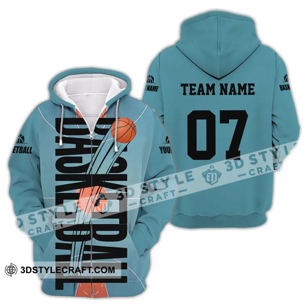 Unisex Shirt - Custom Basketball Blue Shirt Zipper Hoodie / S T-shirt
