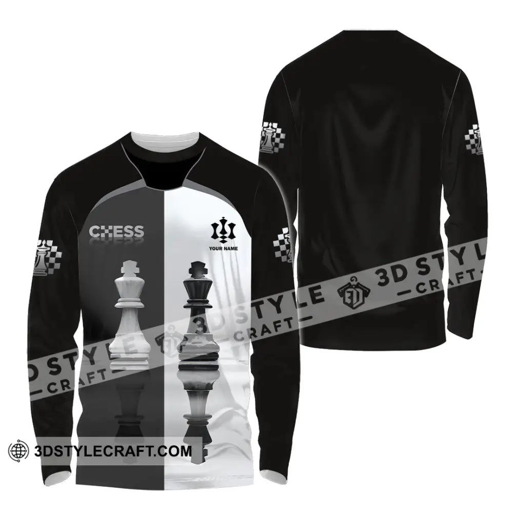 Unisex Shirt - Custom Black And White Chess Shirt For Couple Long Sleeve Shirt / S T-shirt