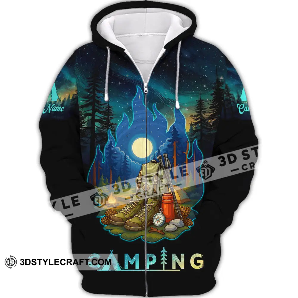 Unisex Shirt - Custom Born To Be Wild Camping Shirt Zipper Hoodie / S T-shirt