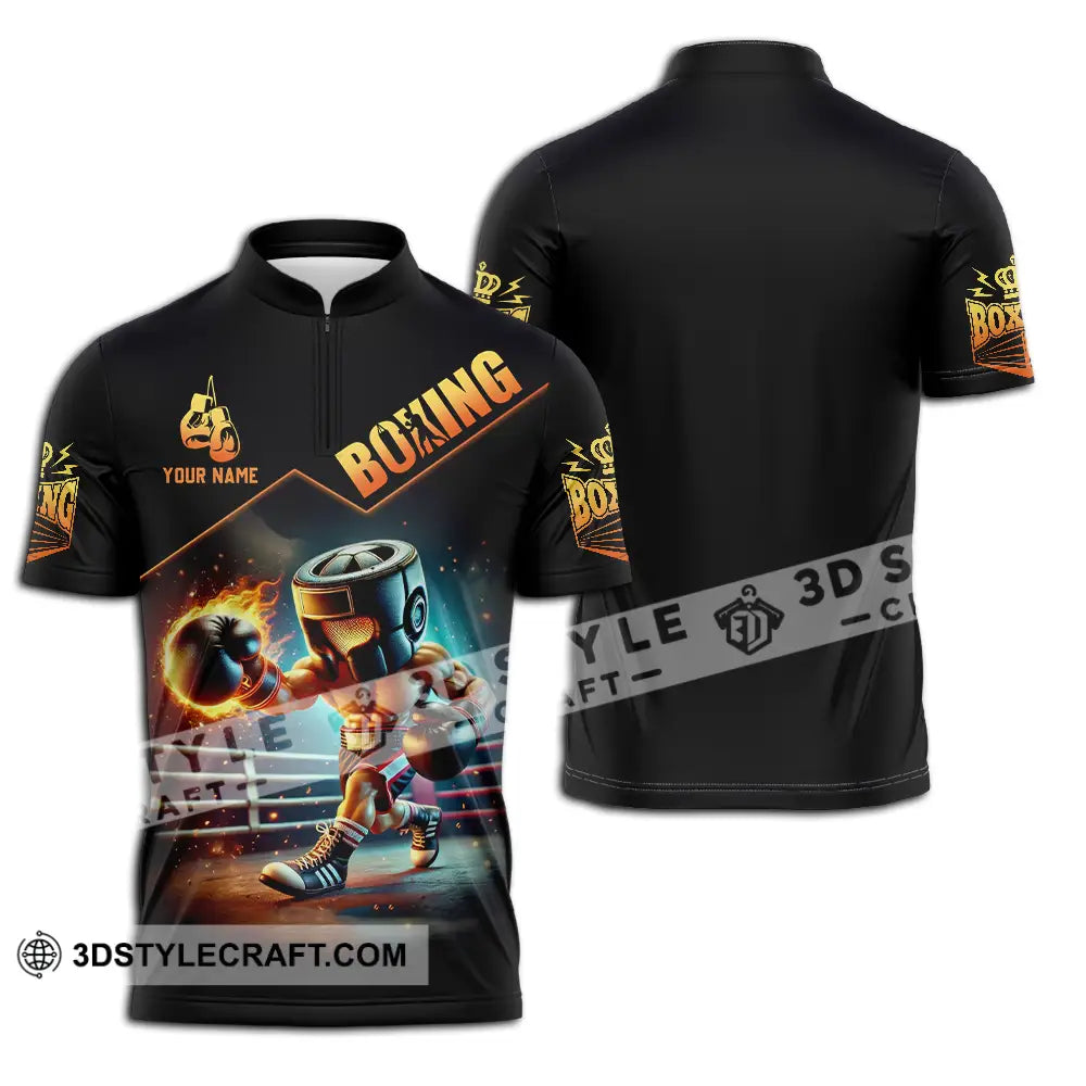 Unisex Shirt - Custom Boxing Player Shirt Zipper Polo Shirt / S T-shirt