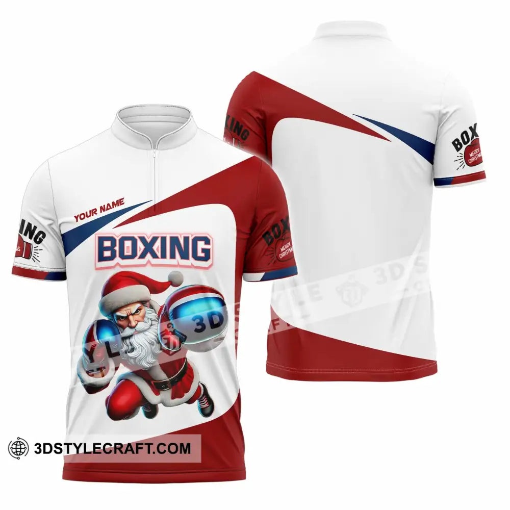 Unisex Shirt - Custom Boxing Santa Shirt Zipper Polo Shirt / S T-shirt