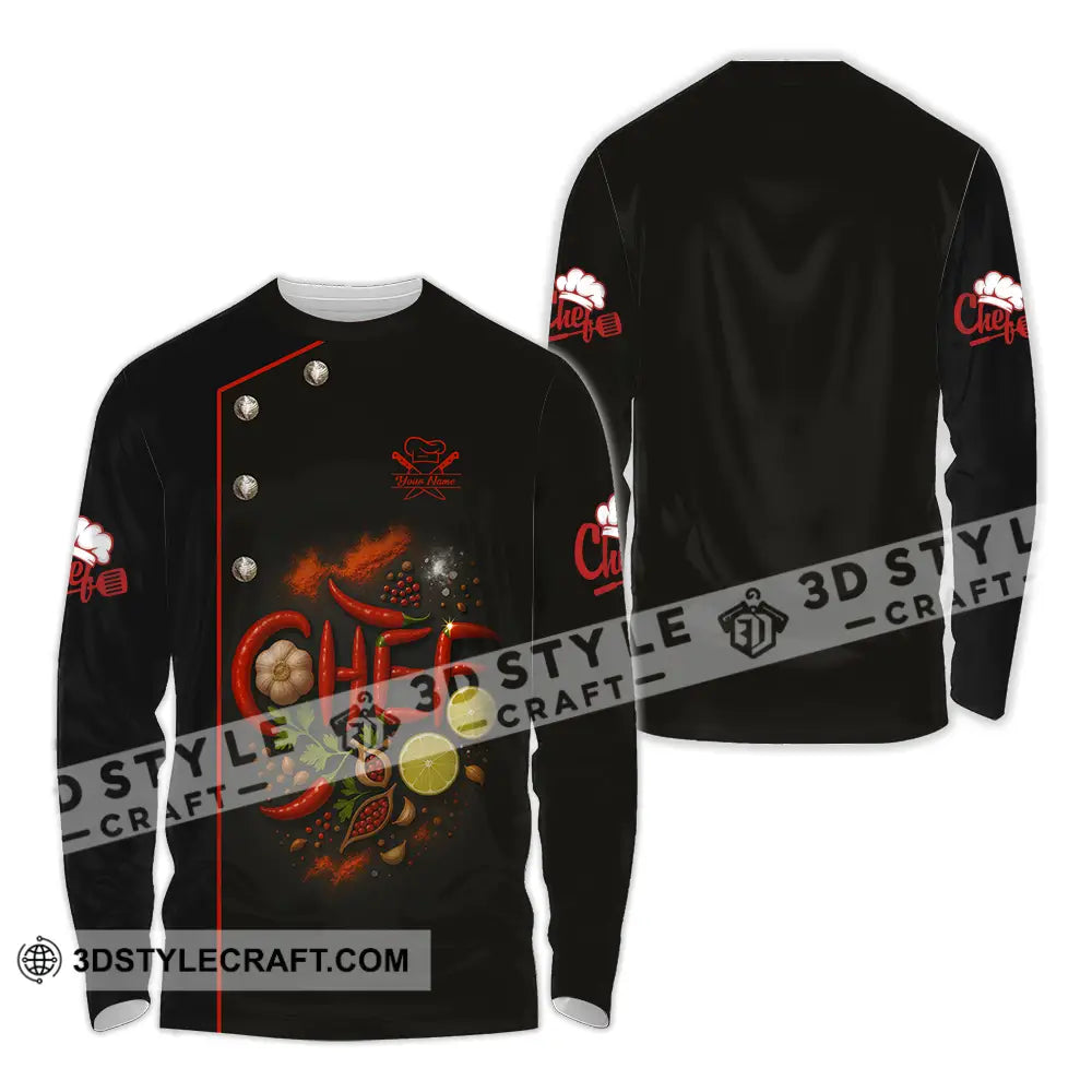 Unisex Shirt - Custom Chef Shirt Long Sleeve Shirt / S T-shirt