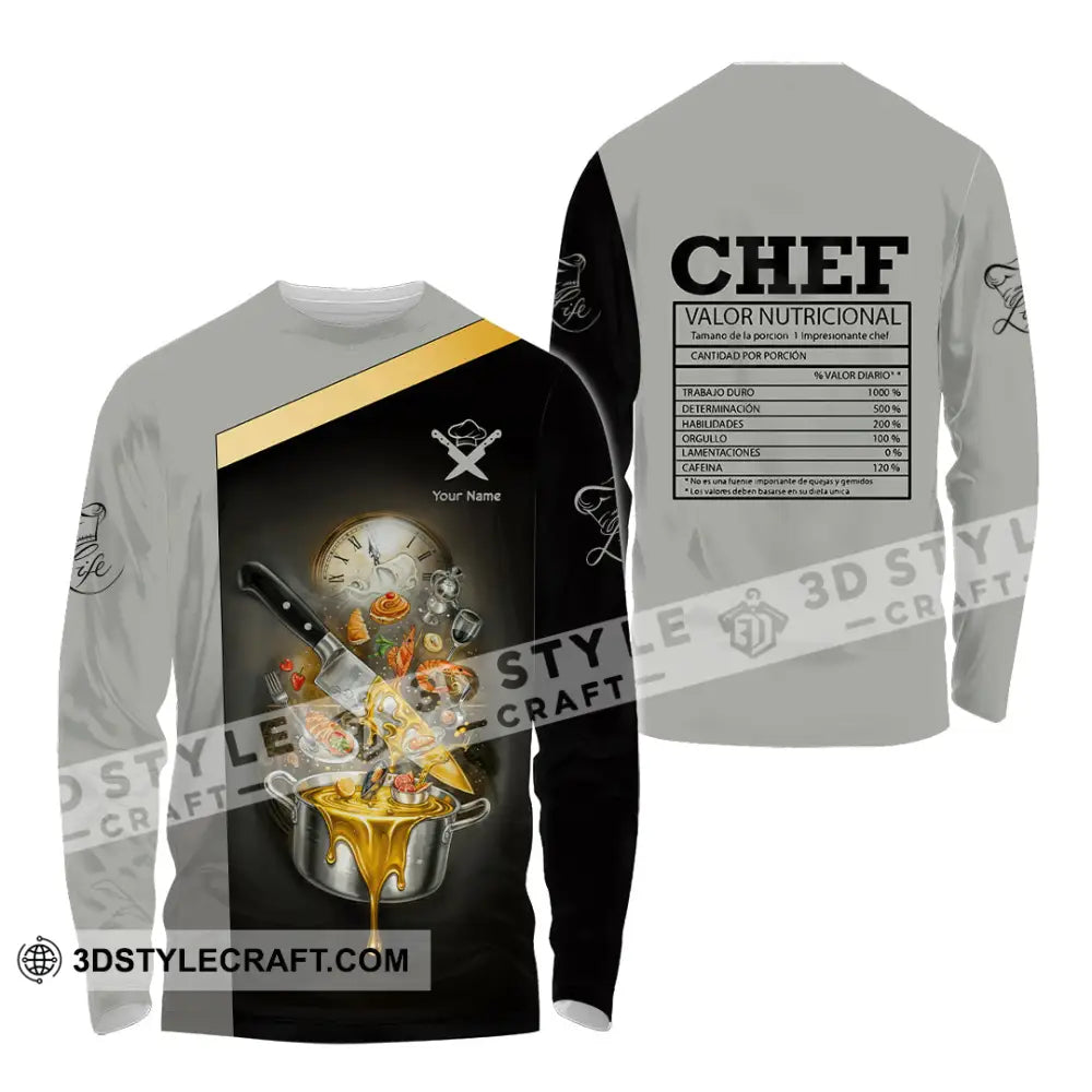Unisex Shirt - Custom Chef Valor Nutricional Shirt Long Sleeve Shirt / S T-shirt
