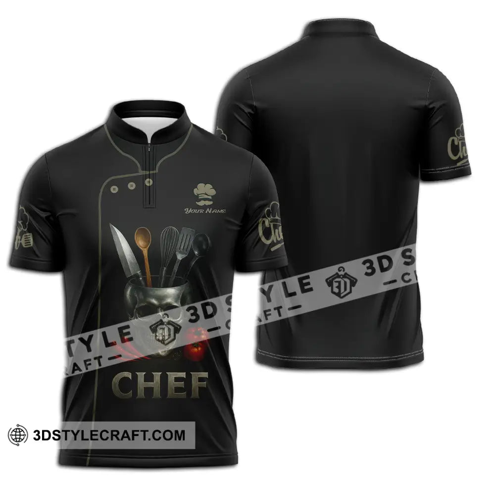 Unisex Shirt Custom Chef Shirt Zipper Polo Shirt / S T shirt