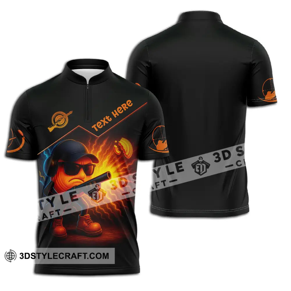 Unisex Shirt - Custom Clay Target Shooting Shirt Zipper Polo Shirt / S T-shirt
