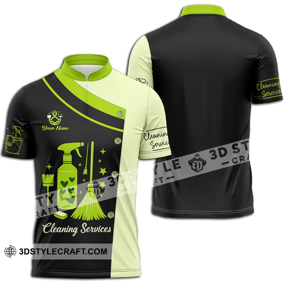 Unisex Shirt - Custom Cleaning Service Shirt Zipper Polo Shirt / S T-shirt