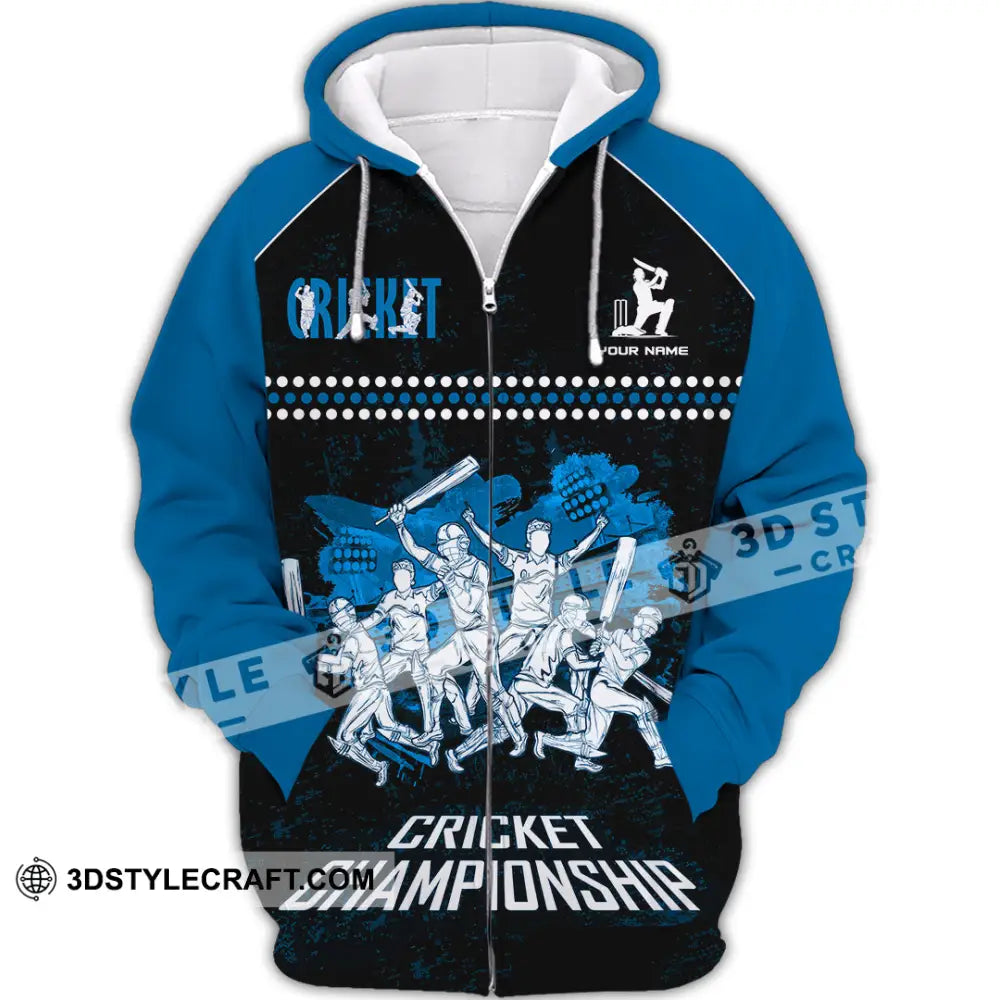 Unisex Shirt Custom Cricket Championship Shirt Zipper Hoodie / S T shirt