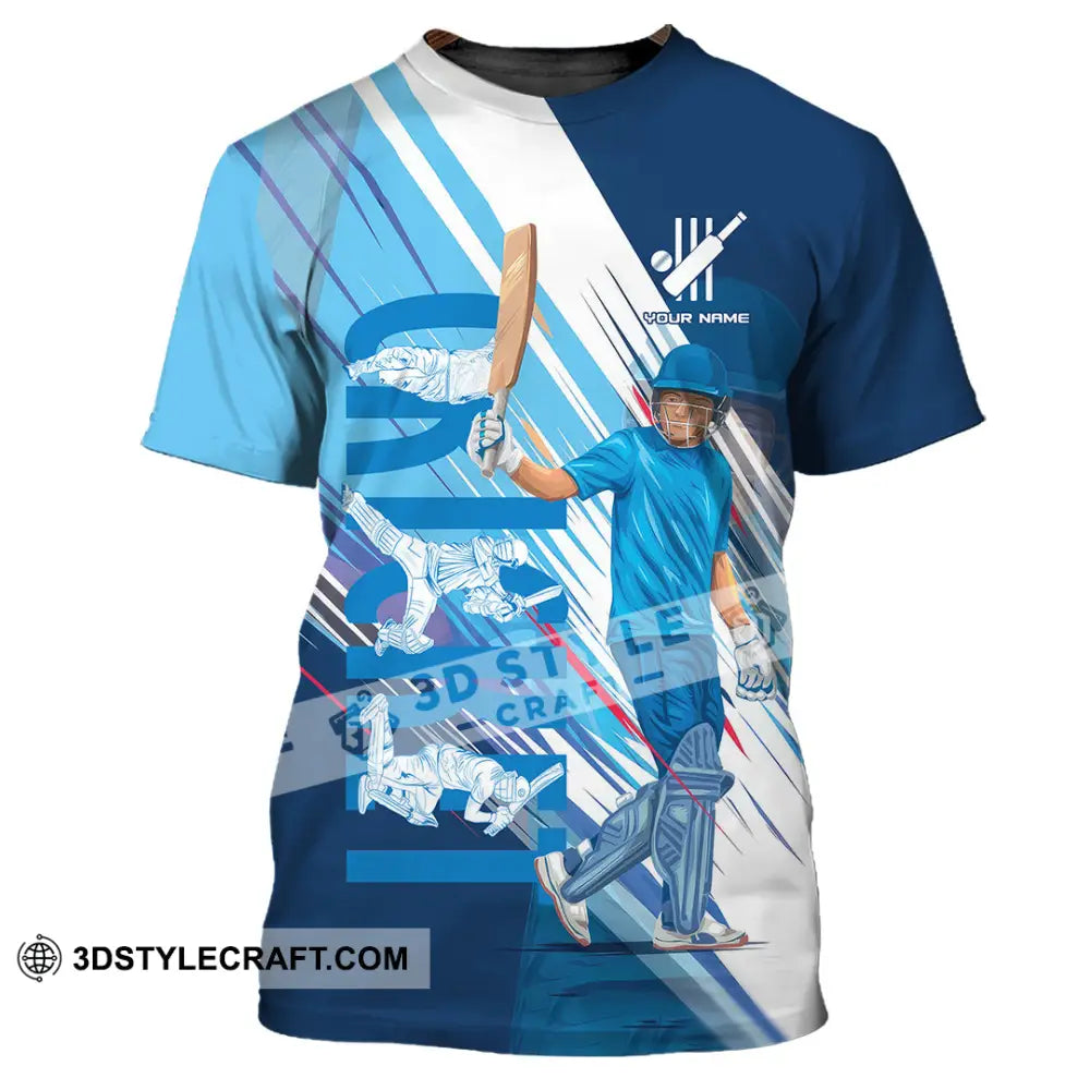 Unisex Shirt Custom Cricket Player Blue Design Shirt T Shirt / S T shirt