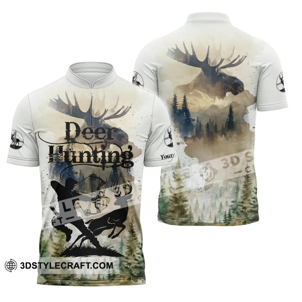 Unisex Shirt - Custom Deer Hunting Shirt Zipper Polo Shirt / S T-shirt
