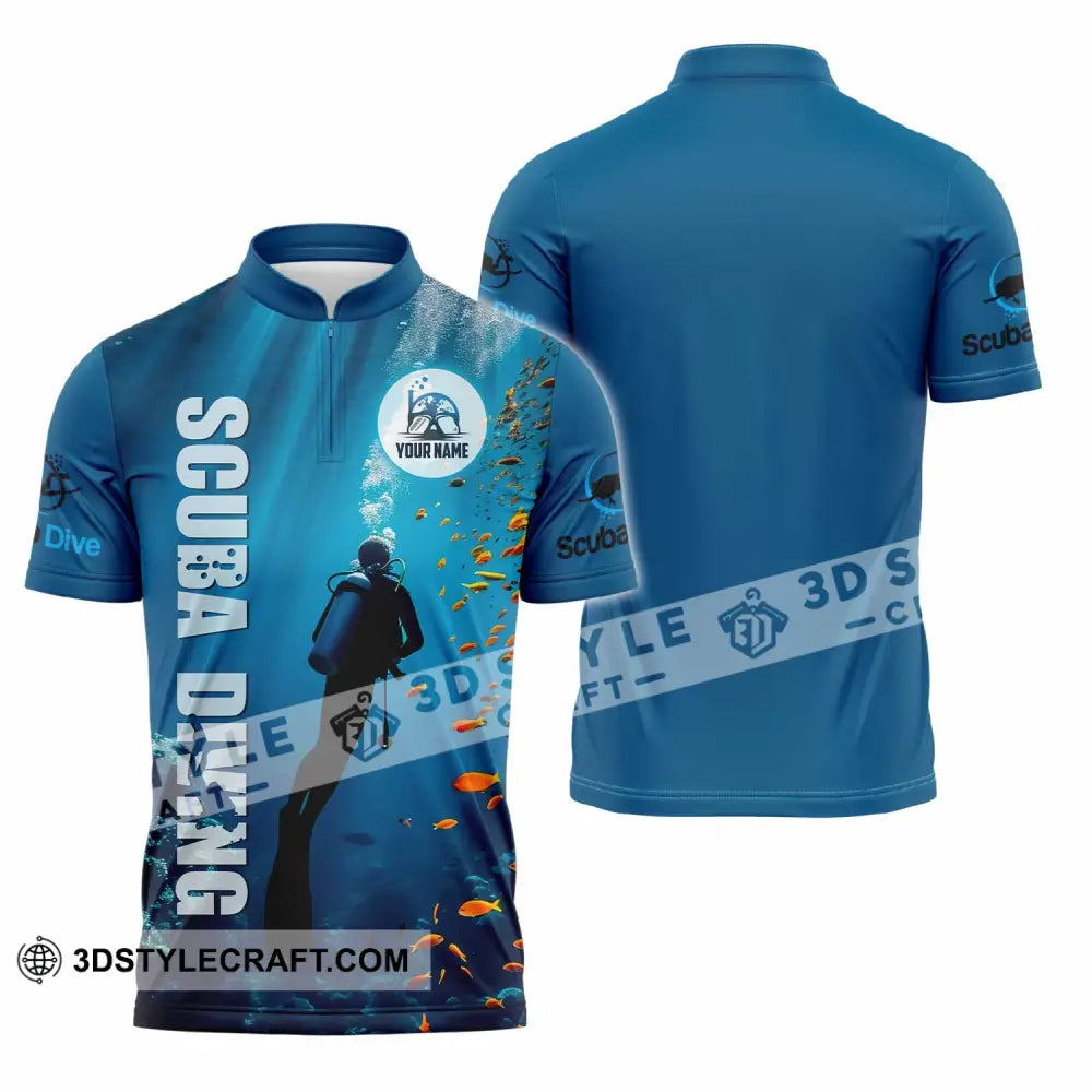 Unisex Shirt - Custom Shirt For Scuba Diving Player Zipper Polo Shirt / S T-shirt