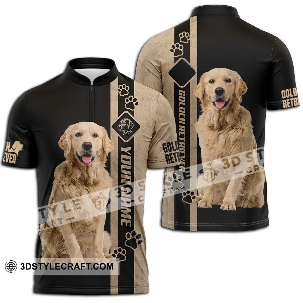 Unisex Shirt - Custom Golden Retriever Shirt Zipper Polo Shirt / S T-shirt