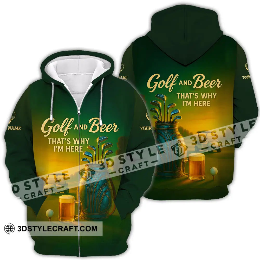 Unisex Shirt - Custom Golf And Beer Shirt Zipper Hoodie / S T-shirt